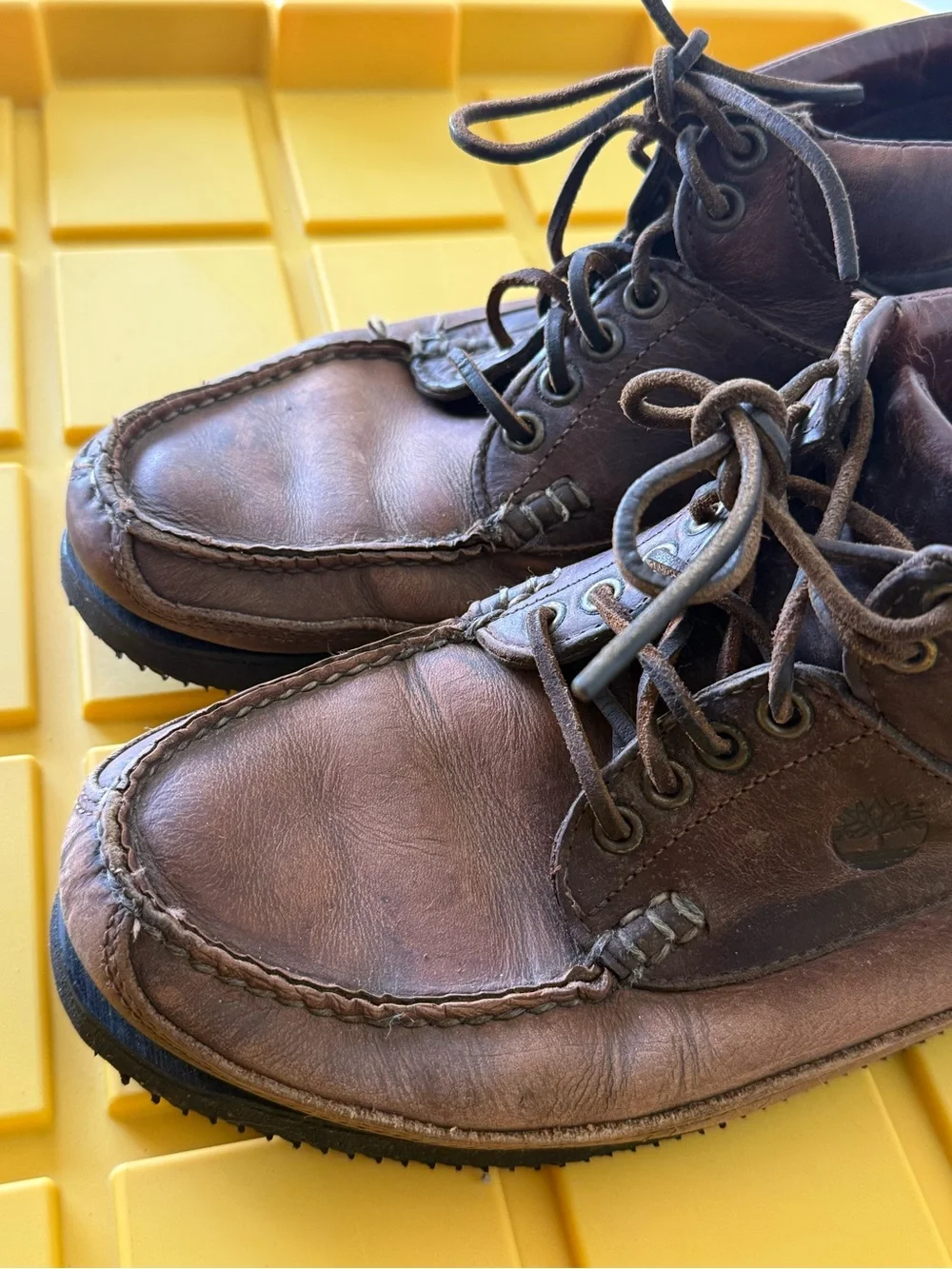 Vintage Timberland Men’s 10M Brown Leather Boots Made in USA Vibram Sole